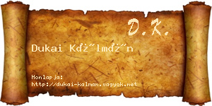 Dukai Kálmán névjegykártya